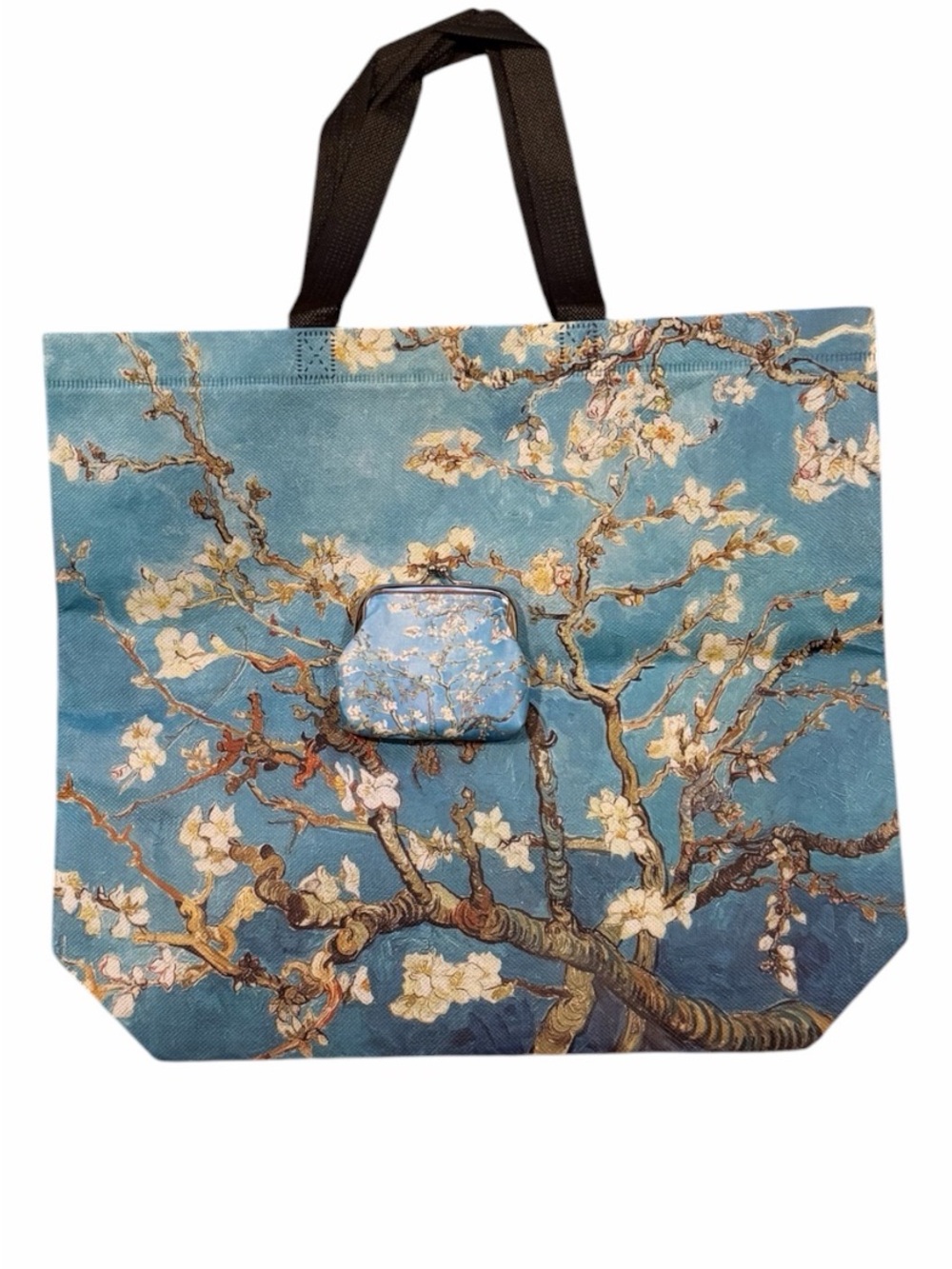 Van Gogh Blue “Almond Blossoms” Floral Kisslock Coin Purse & Reusable Tote Bag